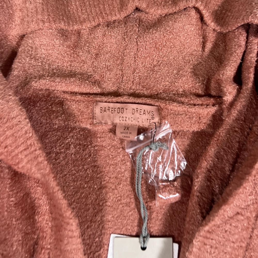 Barefoot Dreams Sweater Womens 2X Amberglow CozyChic Hooded Cardigan - Picture 3 of 10